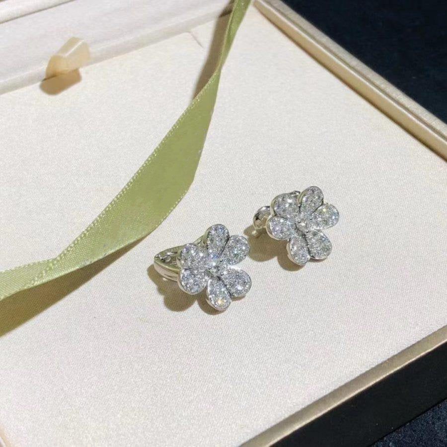 [Clover-Jewelry]FRIVOLE SILVER FLOWER DIAMOND EARRINGS