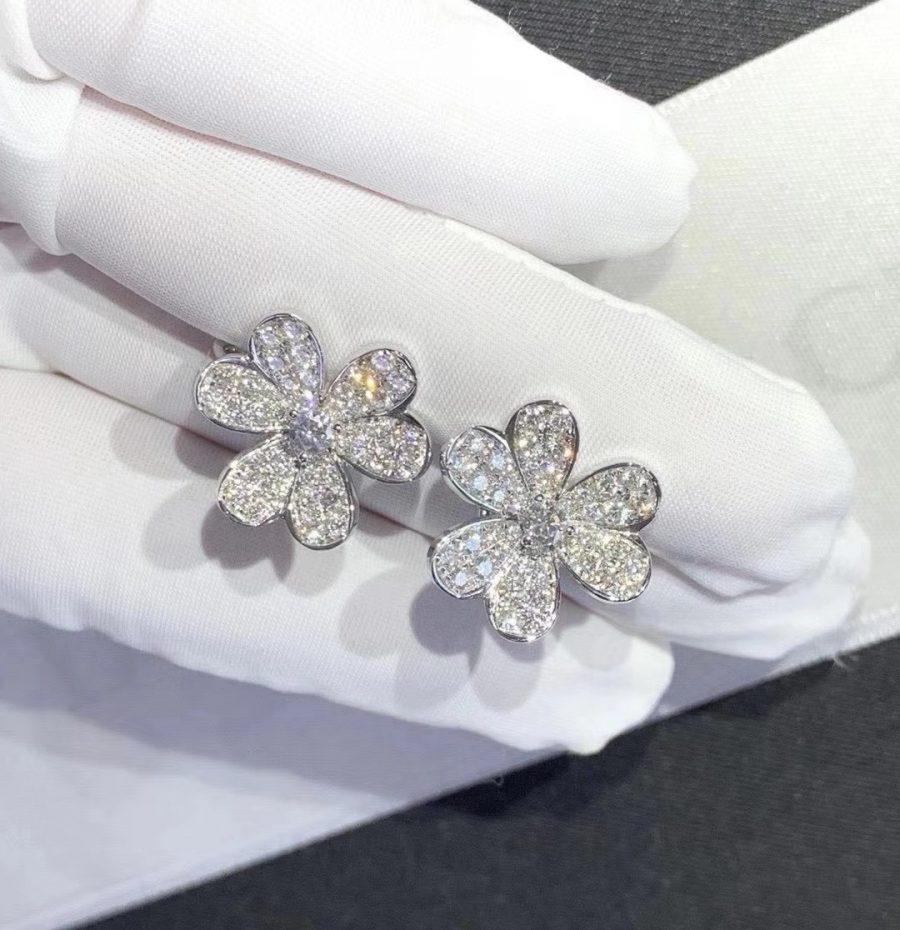 [Clover-Jewelry]FRIVOLE SILVER FLOWER DIAMOND EARRINGS