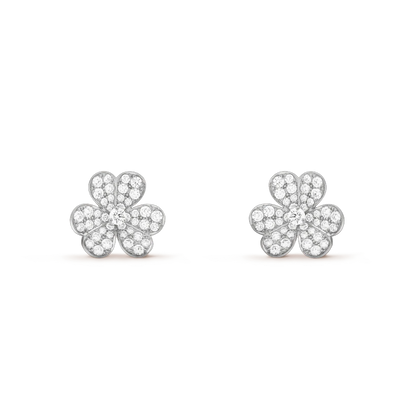 [Clover-Jewelry]FRIVOLE SILVER FLOWER DIAMOND EARRINGS