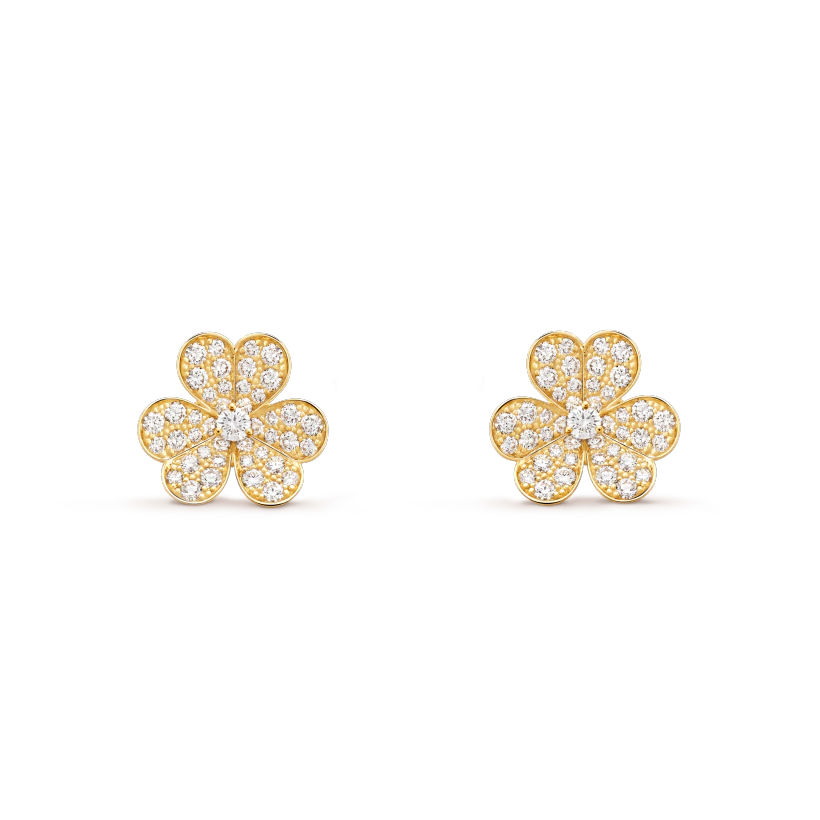 [Clover-Jewelry]FRIVOLE GOLD FLOWER DIAMOND EARRINGS