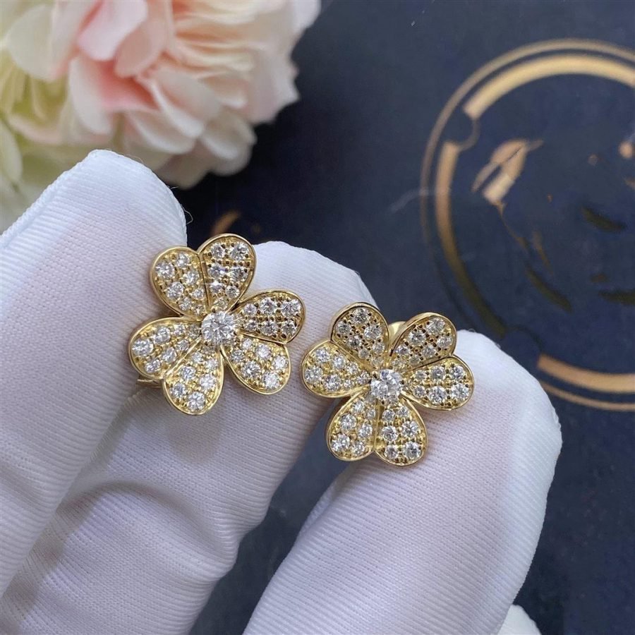 [Clover-Jewelry]FRIVOLE GOLD FLOWER DIAMOND EARRINGS