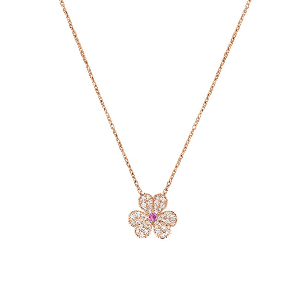 [Clover-Jewelry]FRIVOLE ROSE GOLD FLOWER DIAMOND NECKLACE