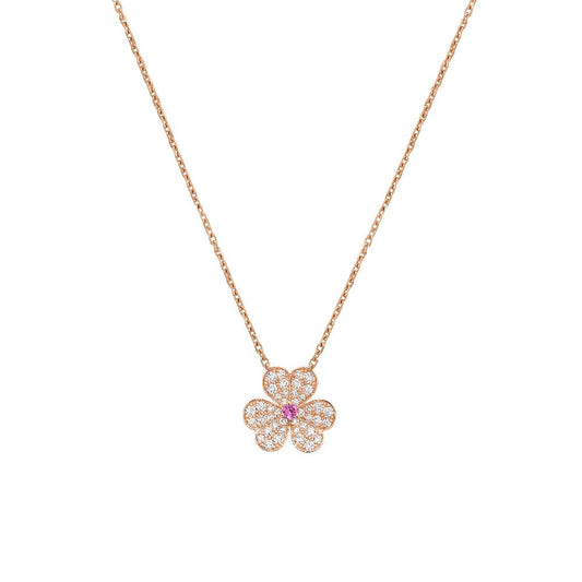 [Clover-Jewelry]FRIVOLE ROSE GOLD FLOWER DIAMOND NECKLACE