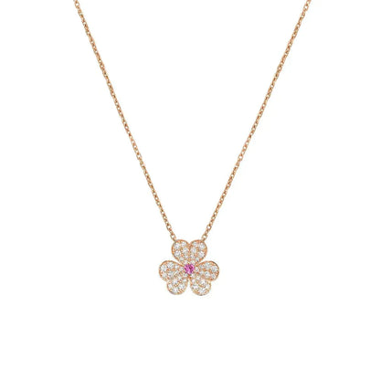 [Clover-Jewelry]FRIVOLE ROSE GOLD FLOWER DIAMOND NECKLACE