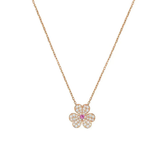 [Clover-Jewelry]FRIVOLE ROSE GOLD FLOWER DIAMOND NECKLACE