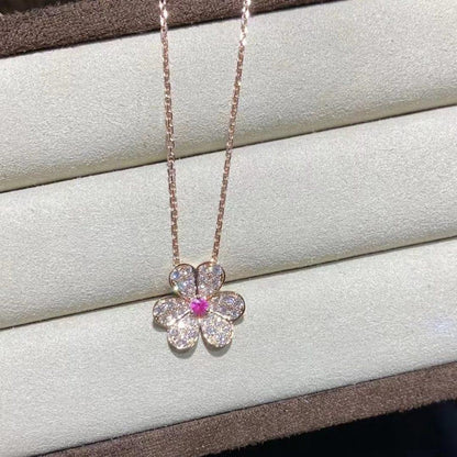 [Clover-Jewelry]FRIVOLE ROSE GOLD FLOWER DIAMOND NECKLACE