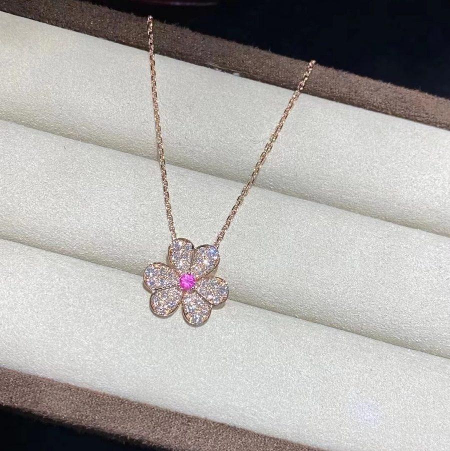 [Clover-Jewelry]FRIVOLE ROSE GOLD FLOWER DIAMOND NECKLACE