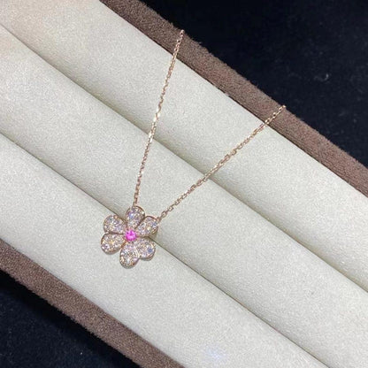 [Clover-Jewelry]FRIVOLE ROSE GOLD FLOWER DIAMOND NECKLACE