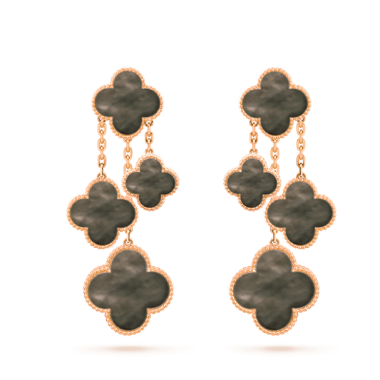 [Clover-Jewelry]CLOVER EARRINGS DARK MOP 4 MOTIFS ROSE GOLD