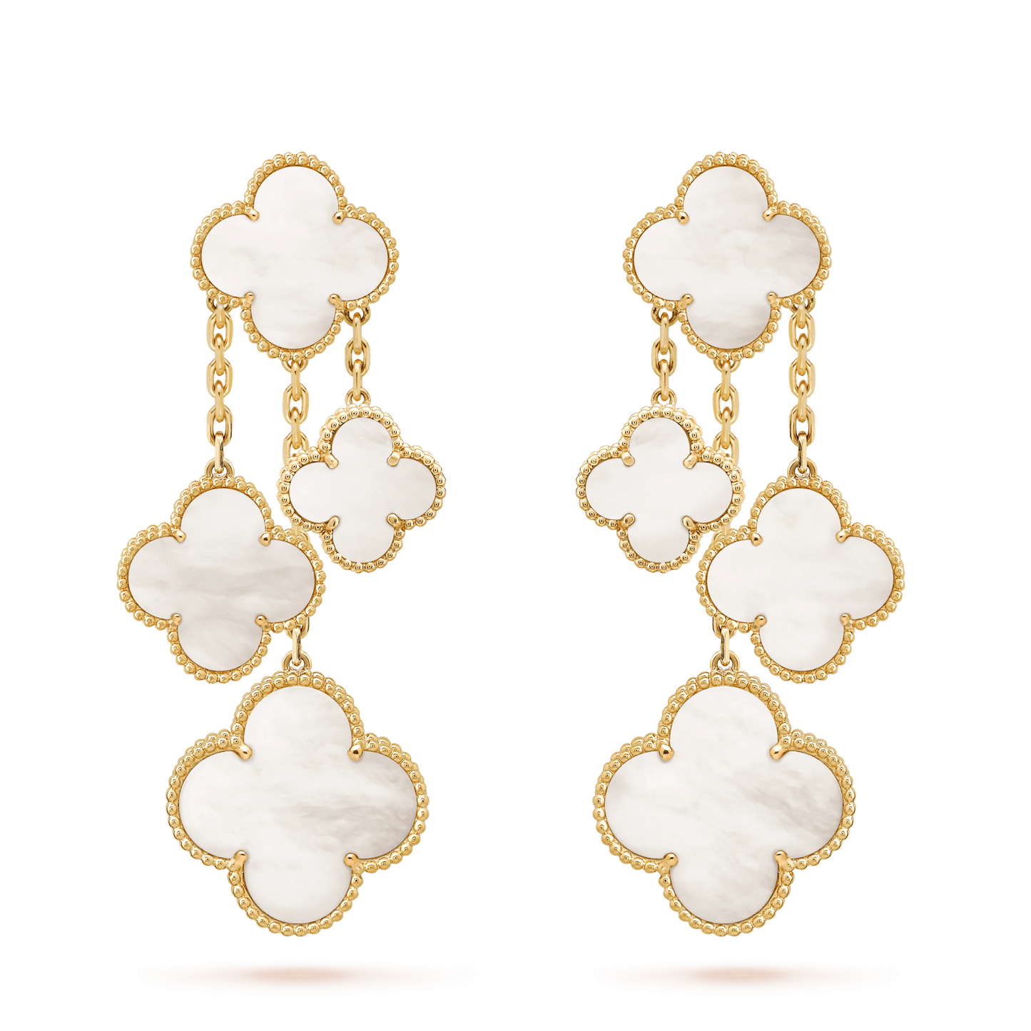 [Clover-Jewelry]CLOVER EARRINGS WHITE MOP 4 MOTIFS GOLD