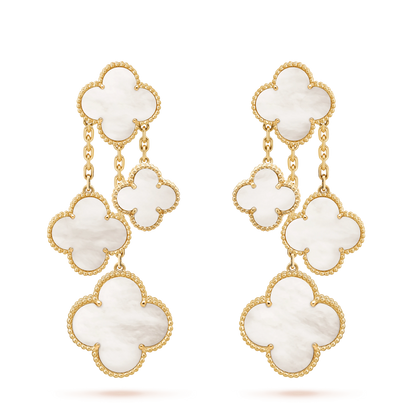 [Clover-Jewelry]CLOVER EARRINGS WHITE MOP 4 MOTIFS GOLD