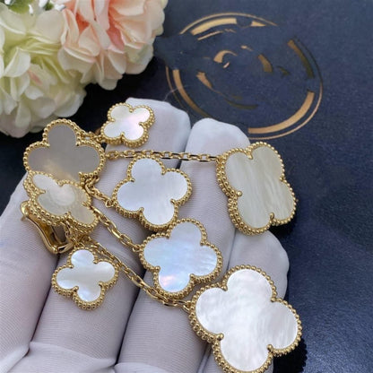 [Clover-Jewelry]CLOVER EARRINGS WHITE MOP 4 MOTIFS GOLD