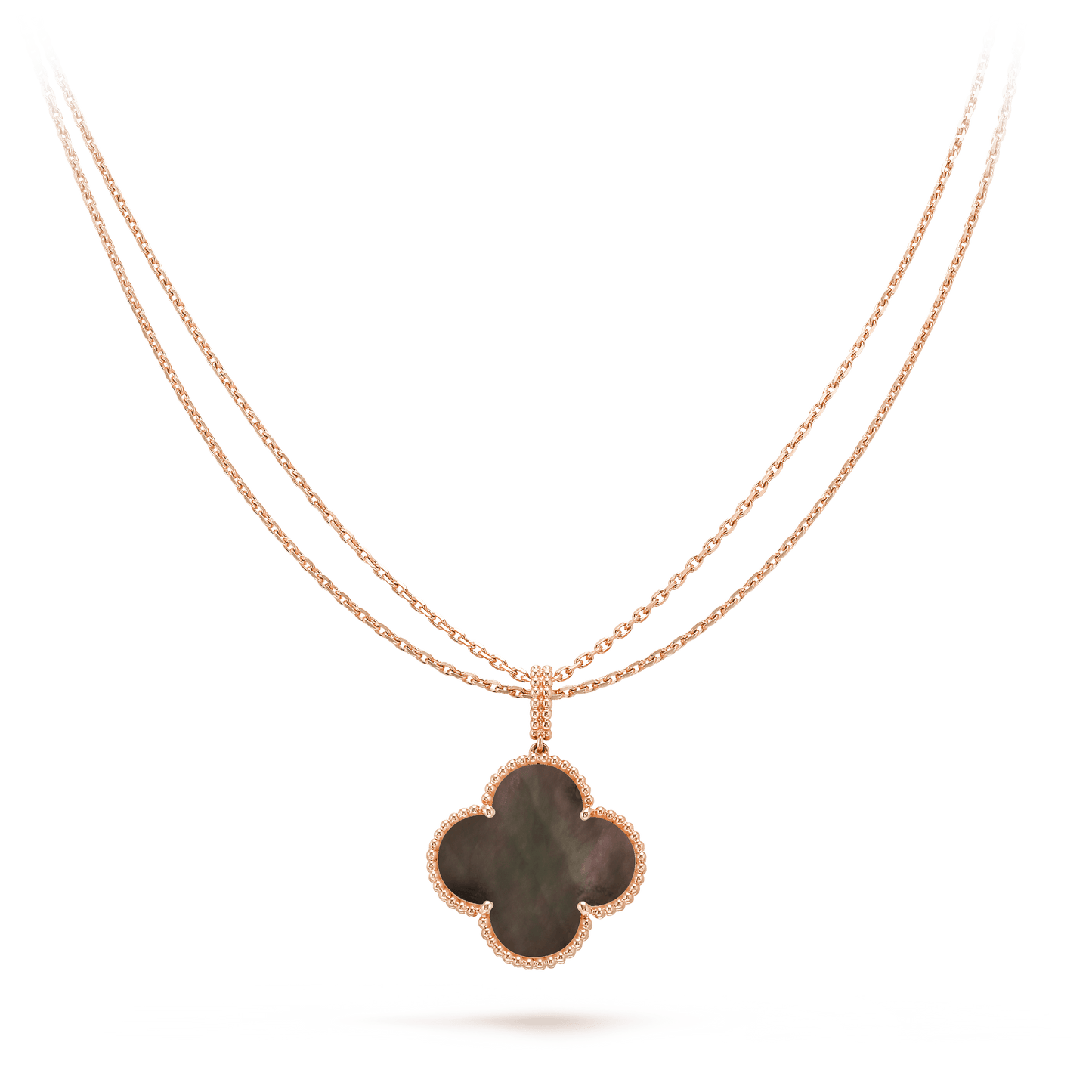 [Clover-Jewelry]CLOVER 25MM GOLD DARK MOP BIG CLOVER NECKLACE