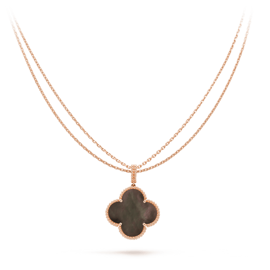 [Clover-Jewelry]CLOVER 25MM GOLD DARK MOP BIG CLOVER NECKLACE