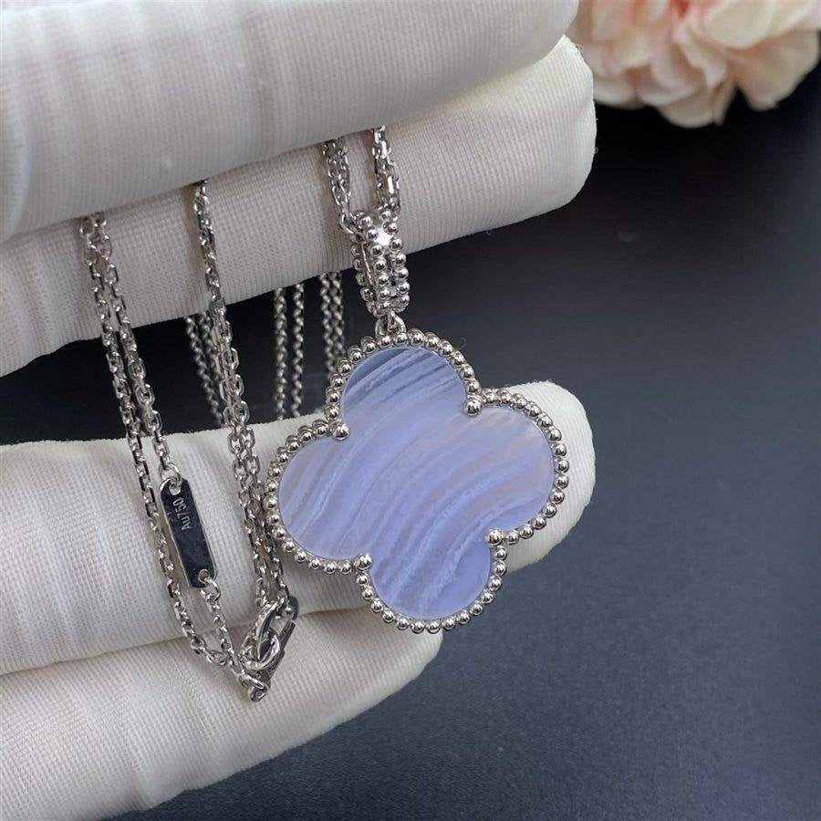 [Clover-Jewelry]CLOVER SILVER CHALCEDONY BIG CLOVER NECKLACE