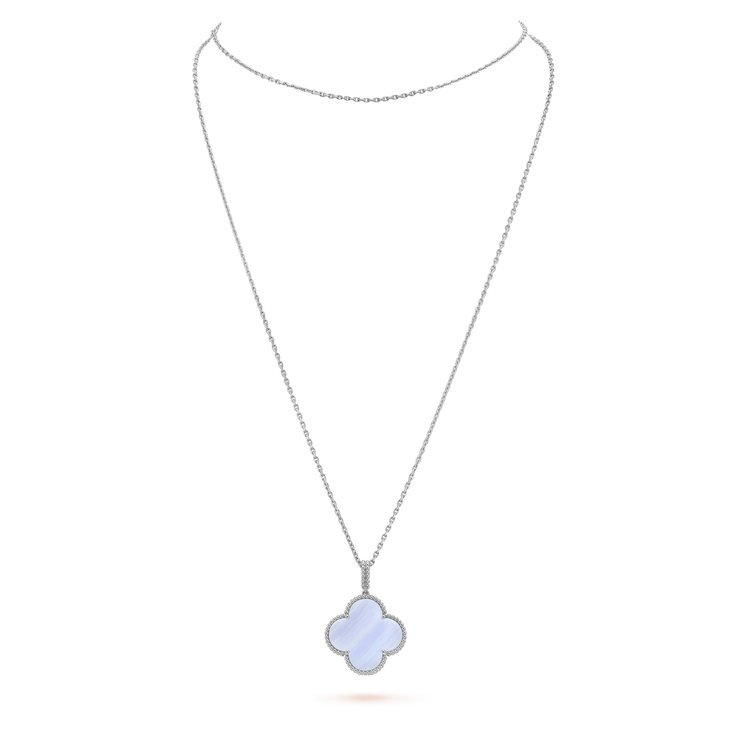 [Clover-Jewelry]CLOVER SILVER CHALCEDONY BIG CLOVER NECKLACE