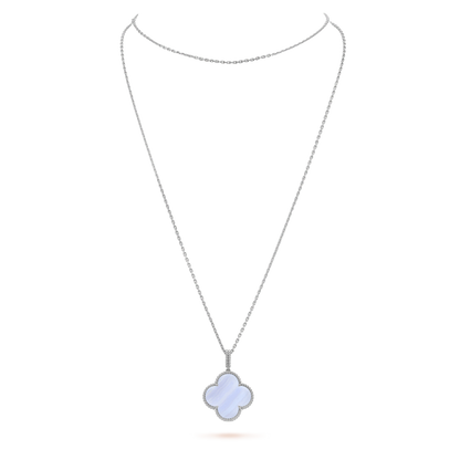 [Clover-Jewelry]CLOVER SILVER CHALCEDONY BIG CLOVER NECKLACE