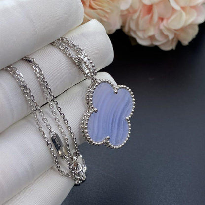 [Clover-Jewelry]CLOVER SILVER CHALCEDONY BIG CLOVER NECKLACE