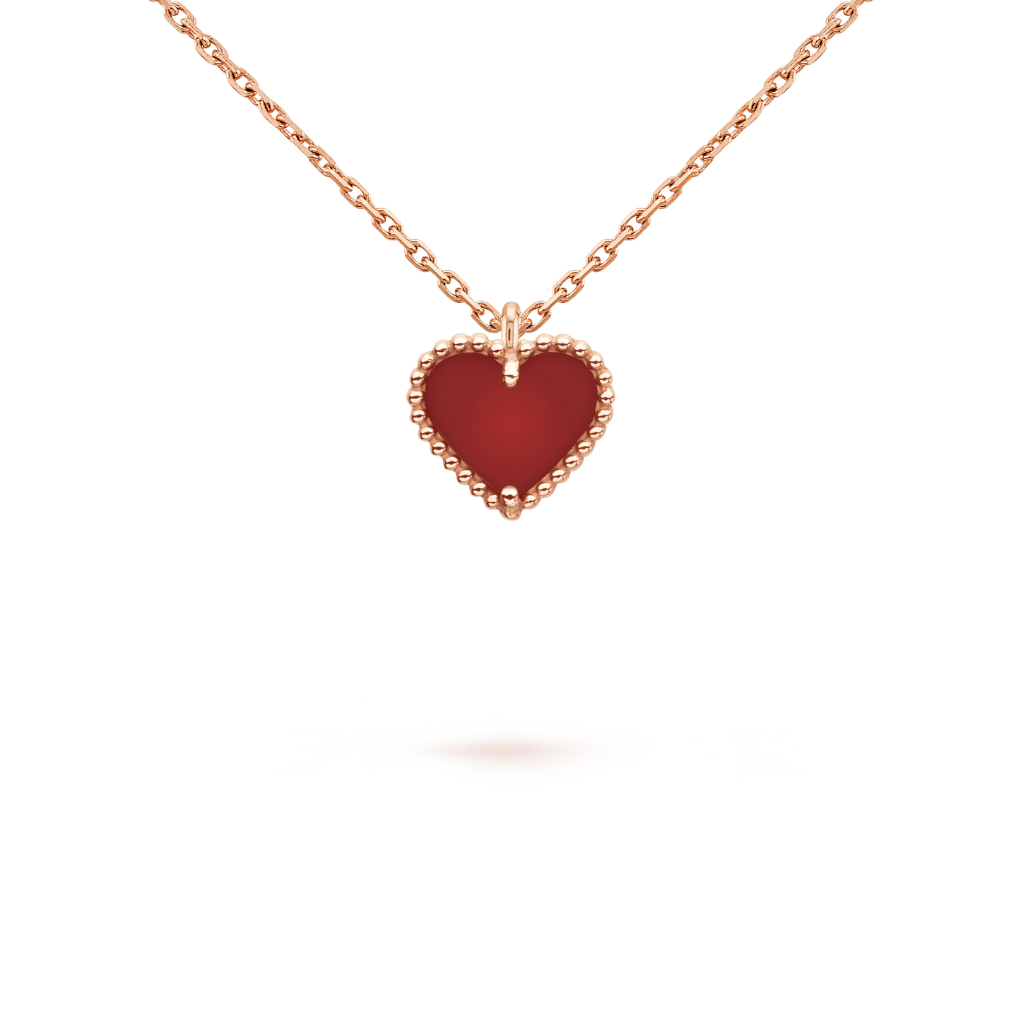 [Clover-Jewelry]SWEET CLOVER CARNELIAN HEART NECKLACE