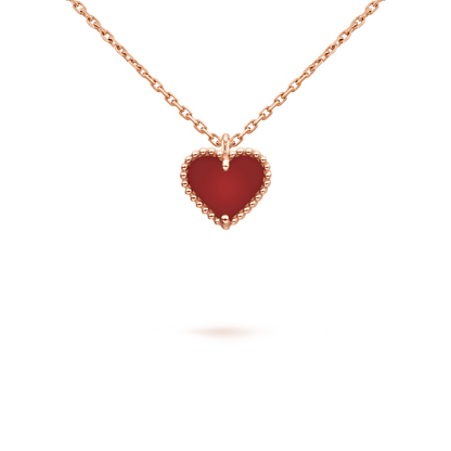 [Clover-Jewelry]SWEET CLOVER CARNELIAN HEART NECKLACE