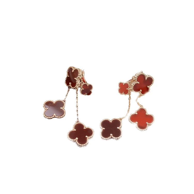 [Clover-Jewelry]CLOVER EARRINGS CARNELIAN 4 MOTIFS PINK GOLD