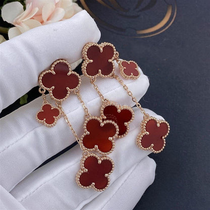 [Clover-Jewelry]CLOVER EARRINGS CARNELIAN 4 MOTIFS PINK GOLD