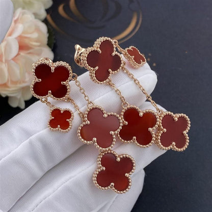 [Clover-Jewelry]CLOVER EARRINGS CARNELIAN 4 MOTIFS PINK GOLD