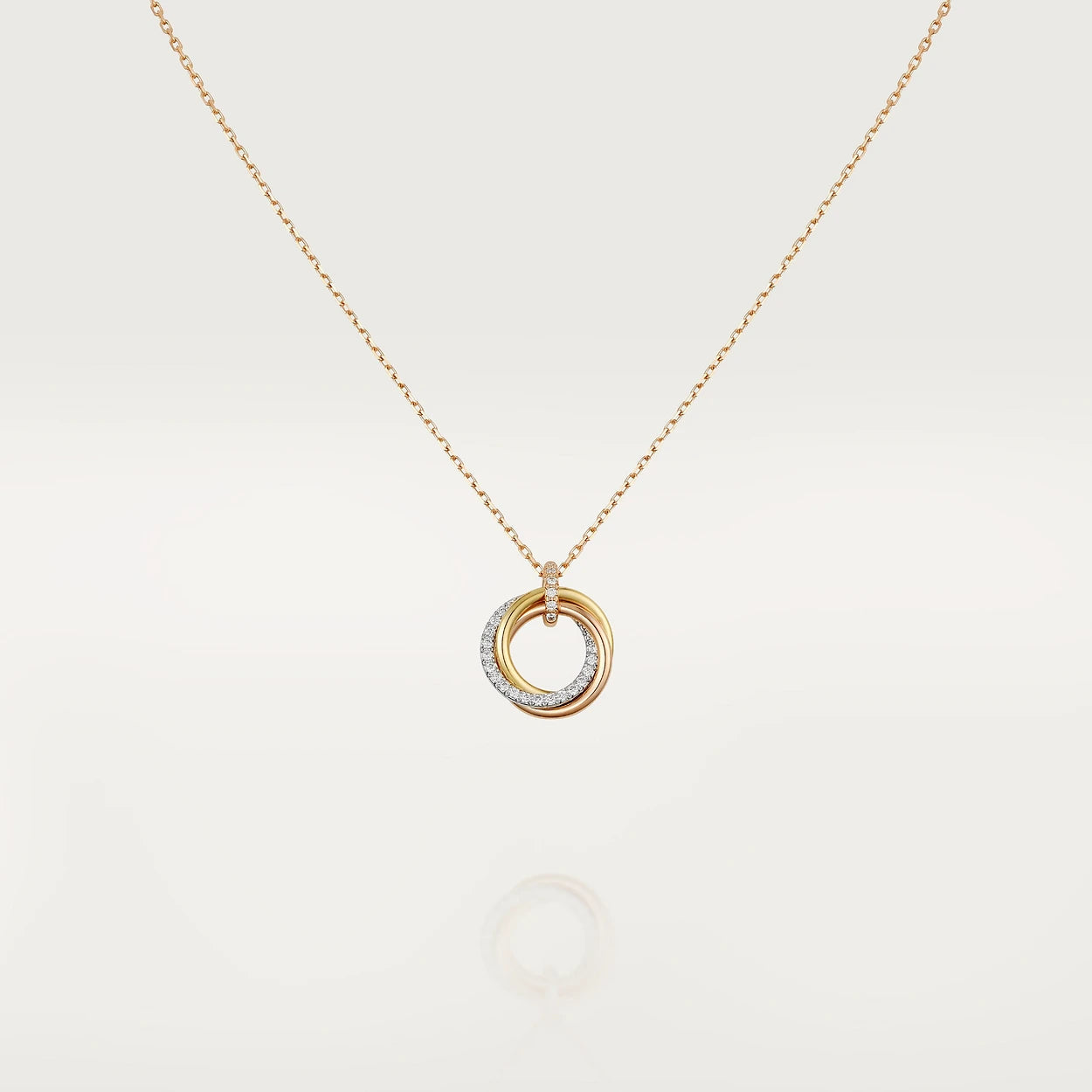 [Clover-Jewelry]TRINITY NECKLACE SILVER GOLD PINK GOLD DIAMONDS