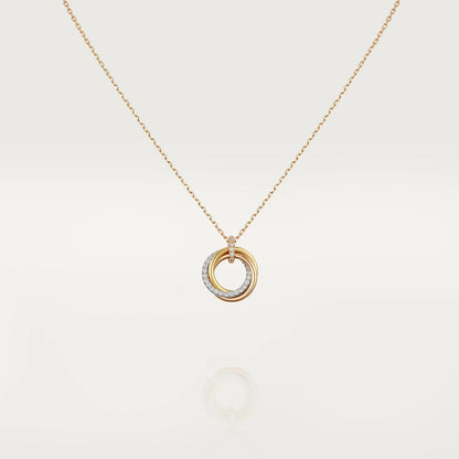 [Clover-Jewelry]TRINITY NECKLACE SILVER GOLD PINK GOLD DIAMONDS