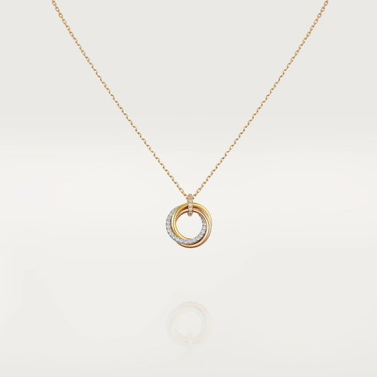 [Clover-Jewelry]TRINITY NECKLACE SILVER GOLD PINK GOLD DIAMONDS