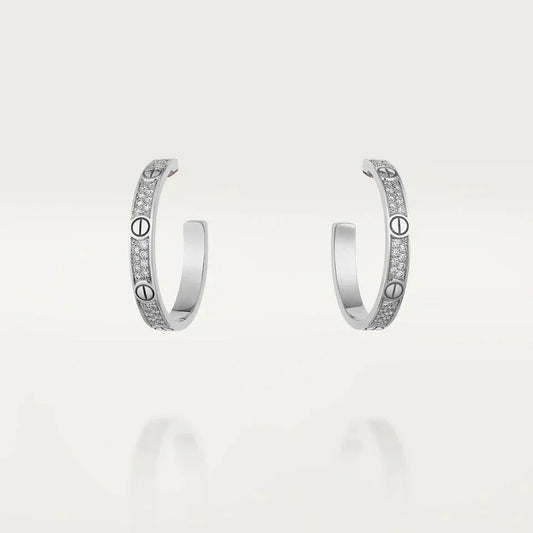 [Clover-Jewelry]LOVE DIAMOND SILVER HOOP EARRINGS