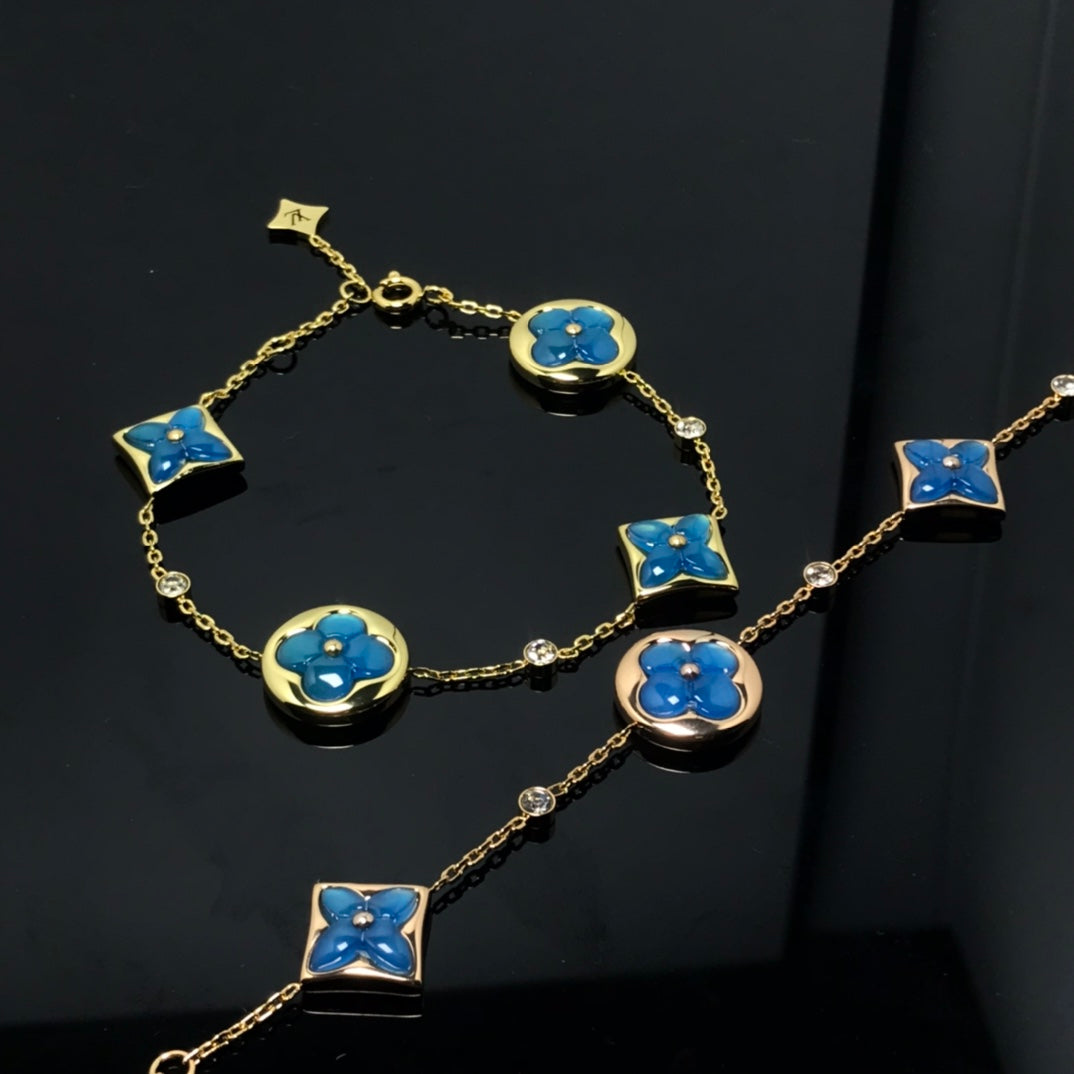 [Clover-Jewelry]STAR AND SUN 4 MOTIF BLUE BRACELET