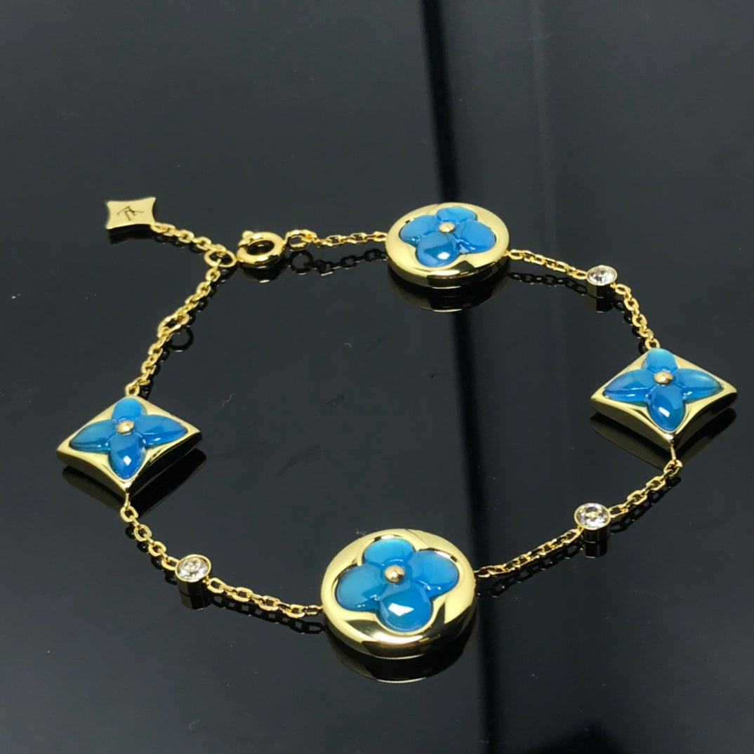 [Clover-Jewelry]STAR AND SUN 4 MOTIF BLUE BRACELET