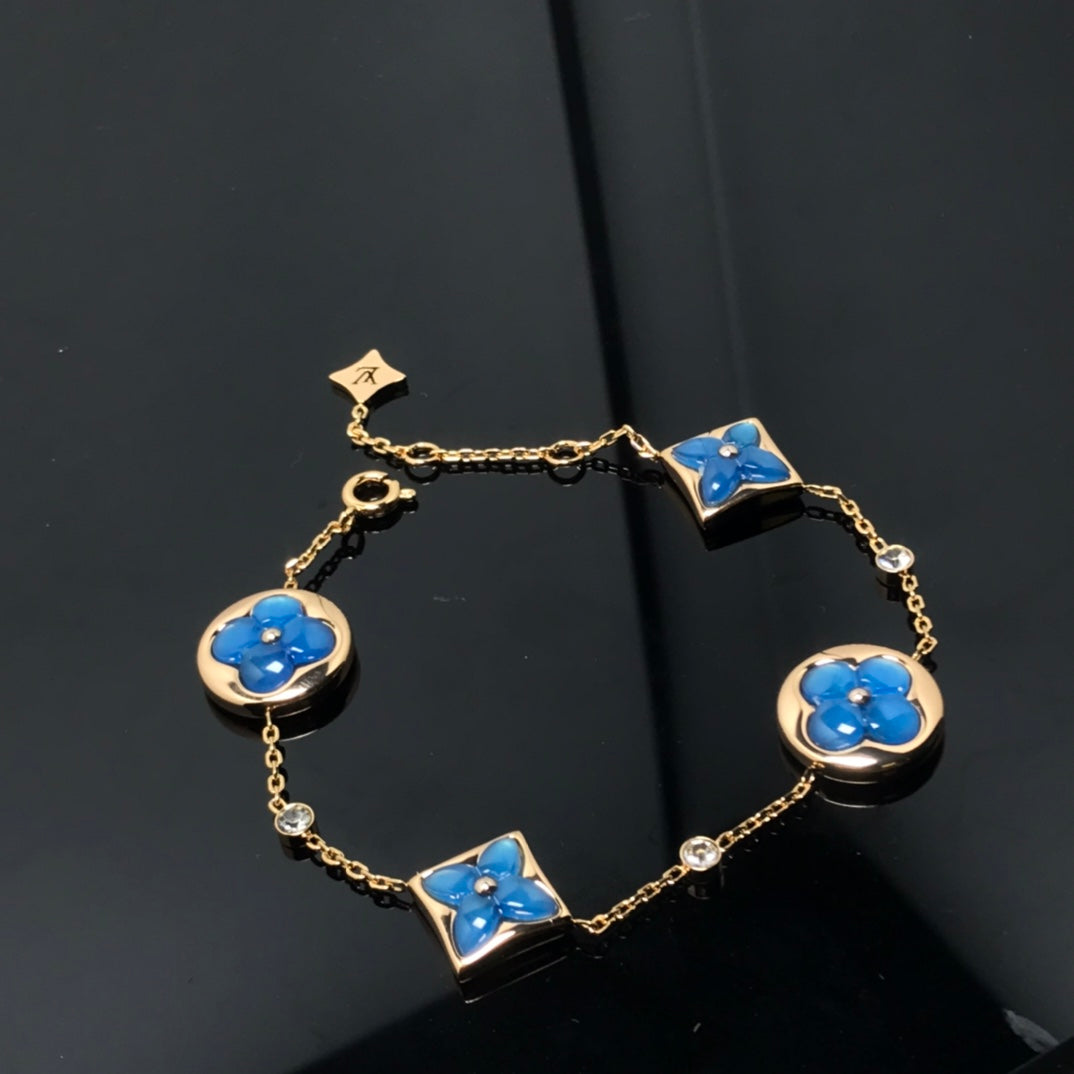 [Clover-Jewelry]STAR AND SUN 4 MOTIF BLUE BRACELET