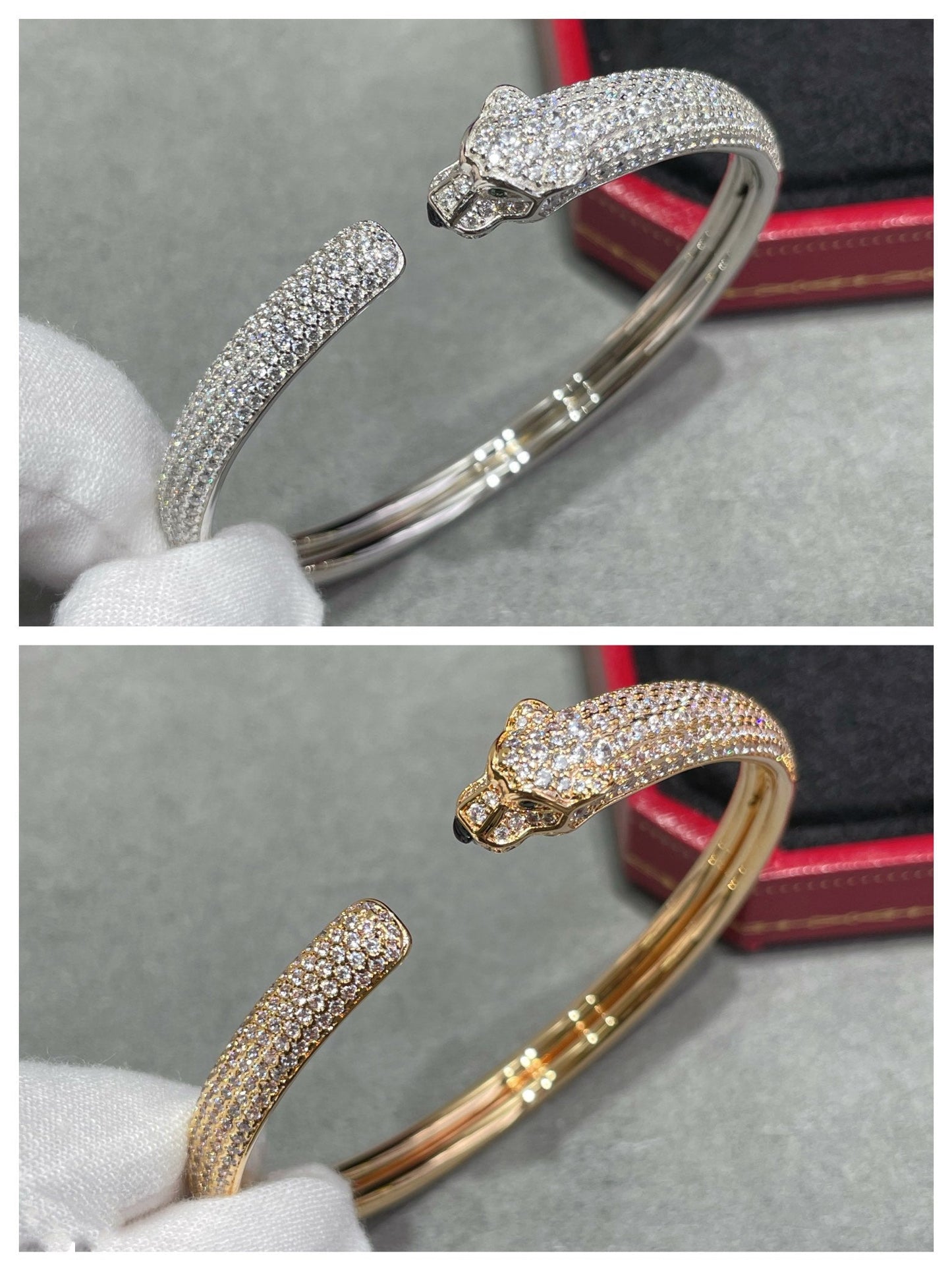 [Clover-Jewelry]PANTHERE FULL DIAMOND OPEN BRACELET