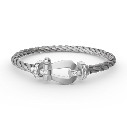 [Clover-Jewelry]FORCE LARGE HORSESHOE HALF DIAMOND BRACELET SILVER