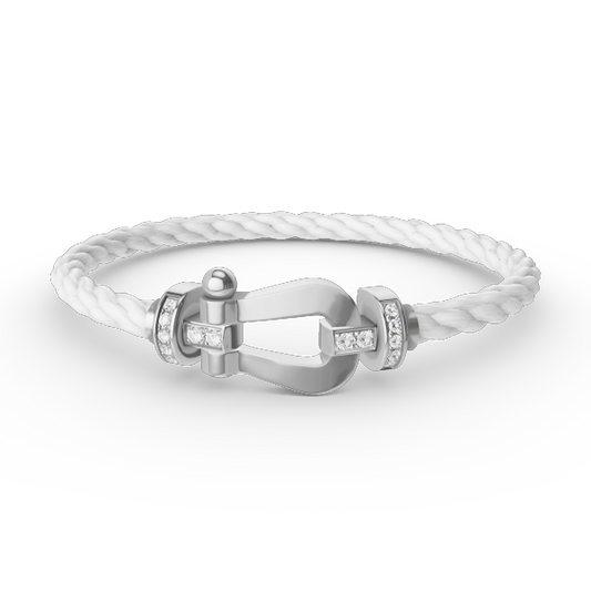 [Clover-Jewelry]FORCE LARGE HORSESHOE HALF DIAMOND BRACELET SILVER