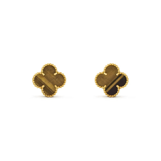 [Clover-Jewelry]CLOVER MEDIUM 1 MOTIFS TIGER EYE EARRINGS