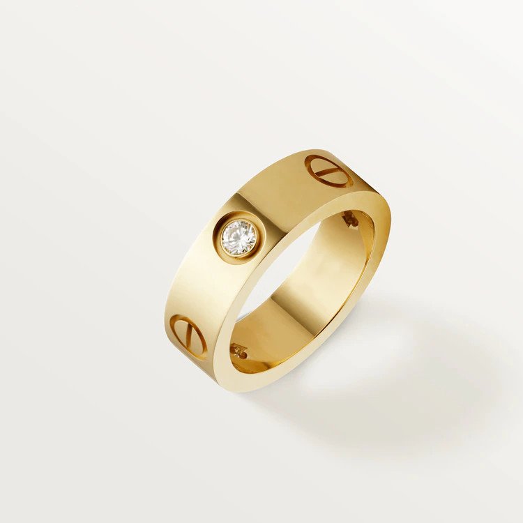 [Clover-Jewelry]LOVE RING 5.5MM 3 DIAMONDS PINK GOLD