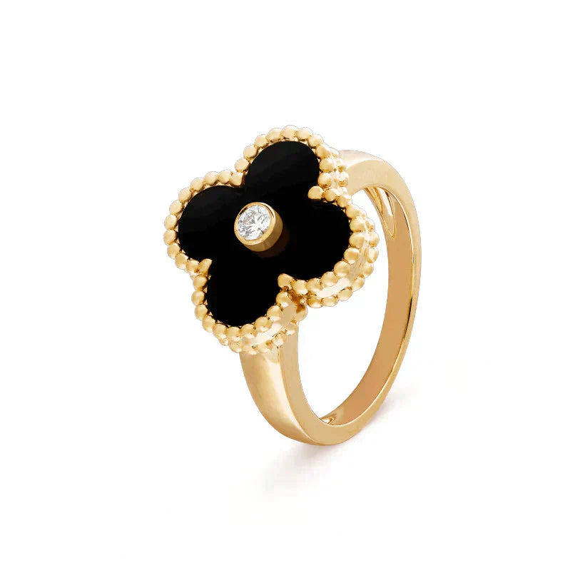 [Clover-Jewelry]CLOVER ONYX RING GOLD DIAMOND