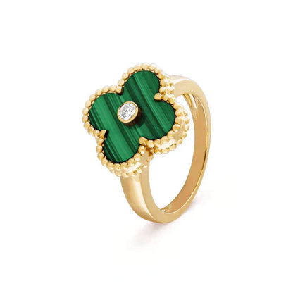 [Clover-Jewelry]CLOVER MALACHITE RING GOLD DIAMOND